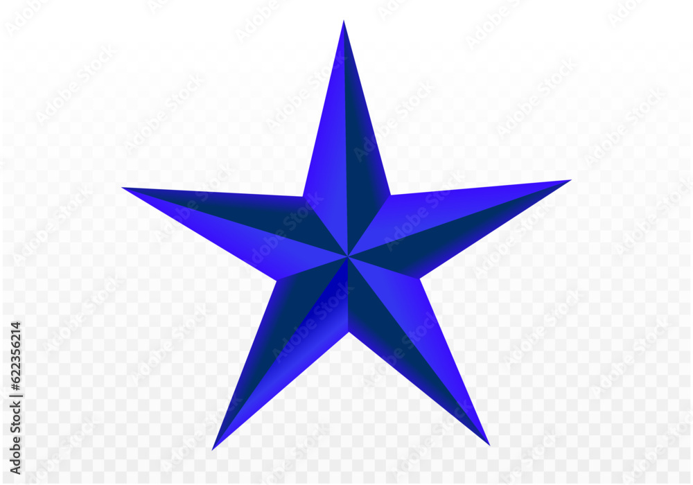 Blue star vector isolated on transparent background. Stock Vector