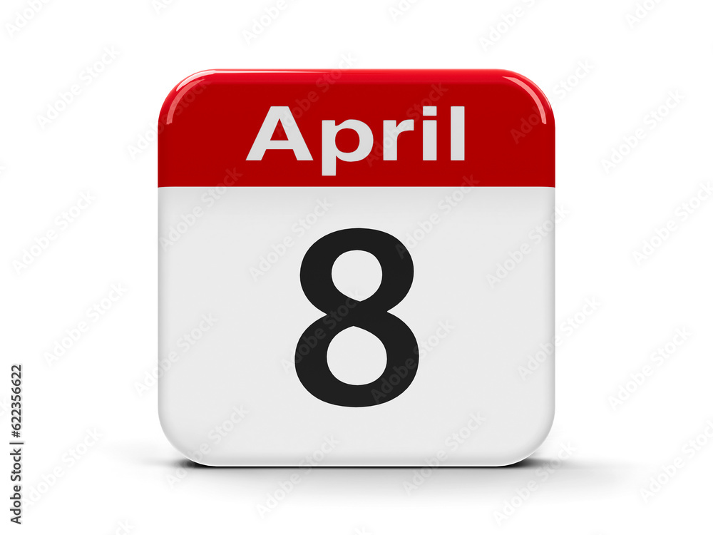 Calendar web button - Eighth of April - International Roma (Gypsy) Day, three-dimensional rendering Calendar web button - Eighth of April - International Roma (Gypsy) Day, three-dimensional rendering