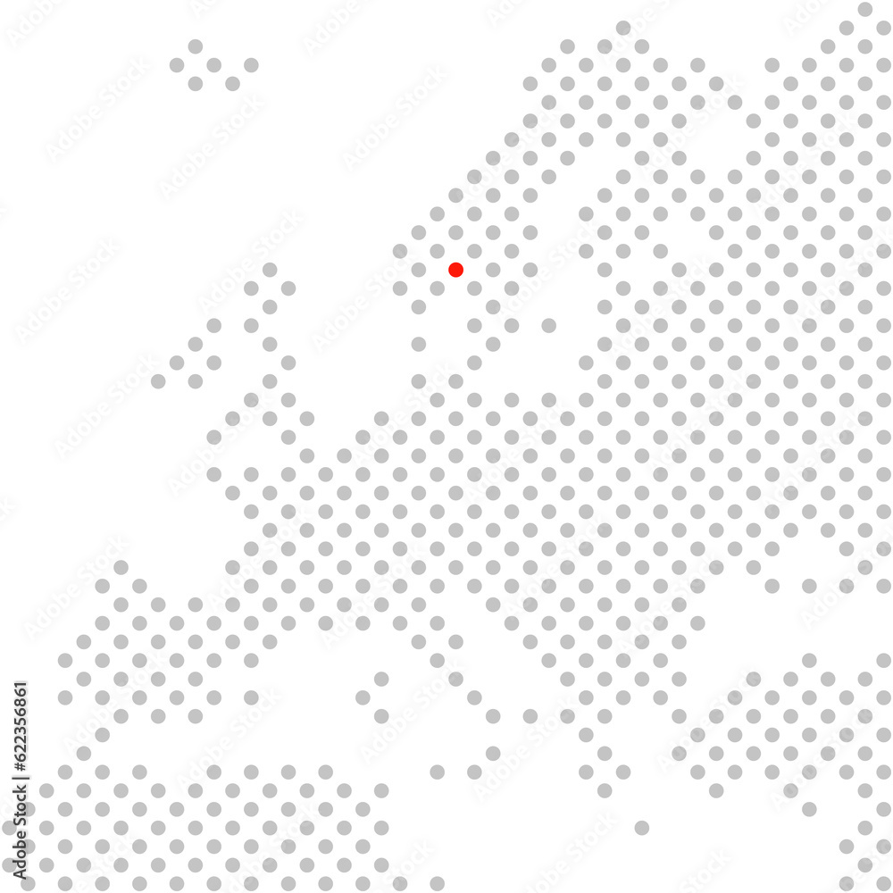 Oslo in Norwegen: Europakarte aus grauen Punkten mit roter Markierung