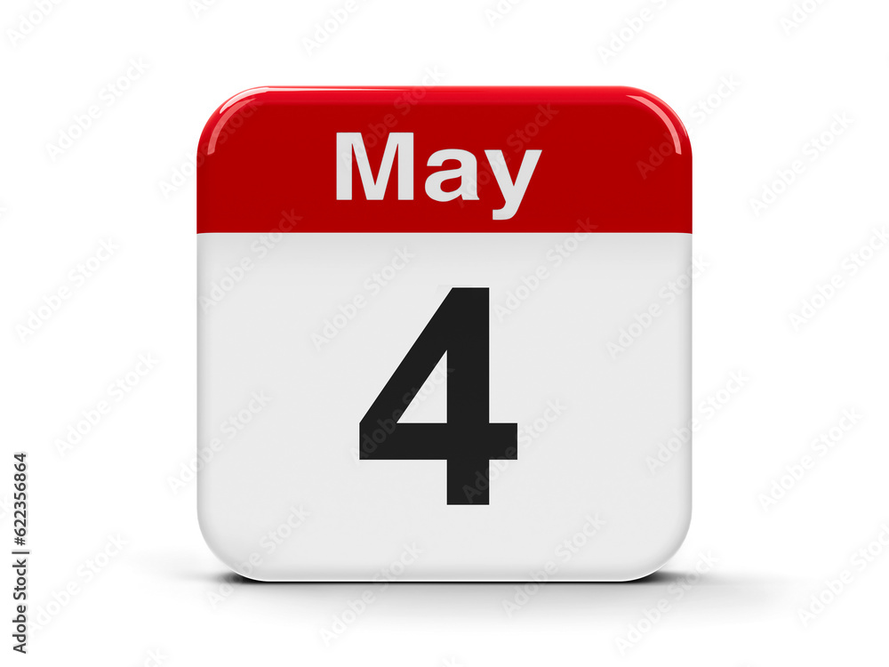 Calendar web button - The Fourth of May, three-dimensional rendering, 3D illustration Calendar web button - The Fourth of May, three-dimensional rendering, 3D illustration