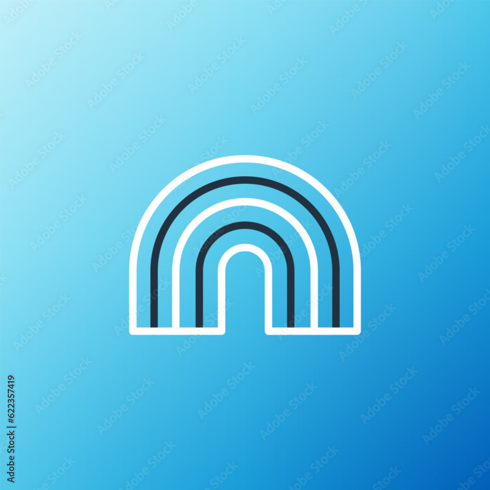 Line Rainbow icon isolated on blue background. Colorful outline concept. Vector Line Rainbow icon isolated on blue background. Colorful outline concept. Vector
