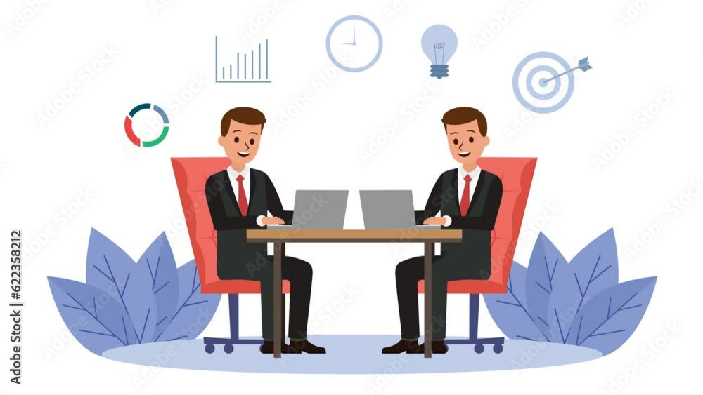 Businessman working with laptop and working together, animation of employees or business people working with statistics, targets and ideas background. 4k videos Businessman working with laptop and working together, animation of employees or business people working with statistics, targets and ideas background. 4k videos