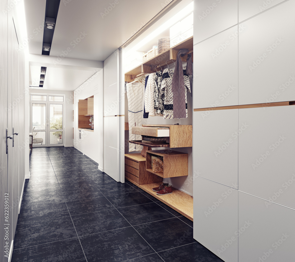 modern interior of the hallway. 3D rendering modern interior of the hallway. 3D rendering