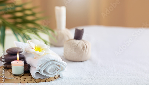 spa still life with towel and candles