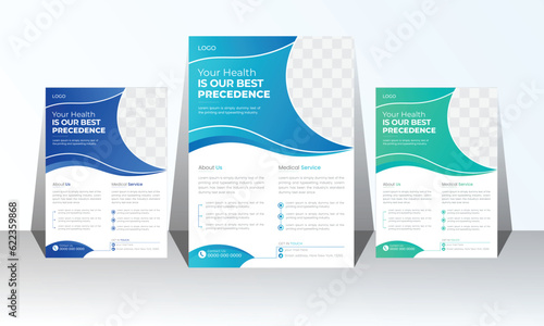 Healthcare vector A4 template design and flat icons for a report and medical brochure design,  flyer, poster, leaflet, layout modern with gradient color