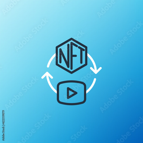 Line NFT Digital crypto art icon isolated on blue background. Non fungible token. Colorful outline concept. Vector