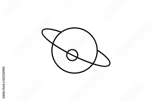Planet orbit simple line logo design in outer space