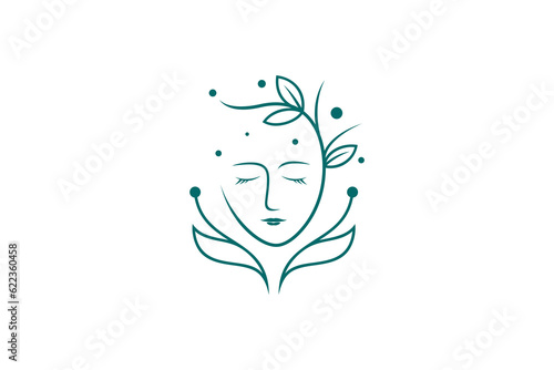 Woman face logo design vector illustration, for cosmetic, beauty, salon, health and spa, fashion theme.