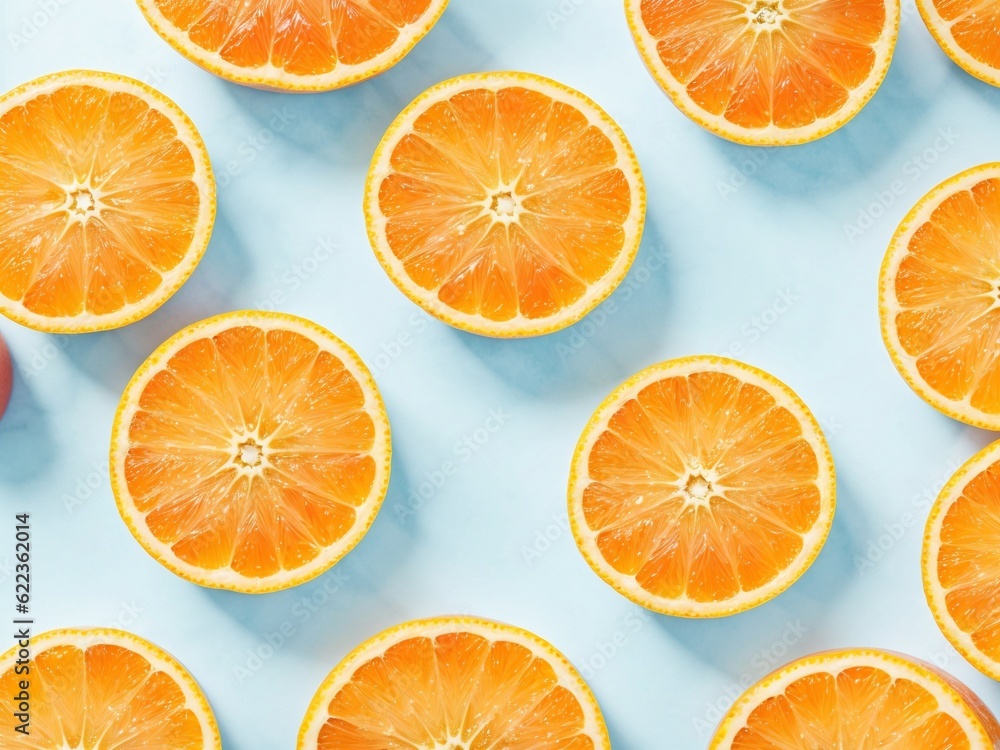 Orange slices on a blue background Orange slices on a blue background