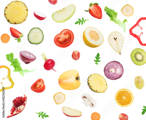 Fototapeta Naklejka Na Ścianę i Meble -  Background of fruits and vegetables . Healthy food for wellness concept