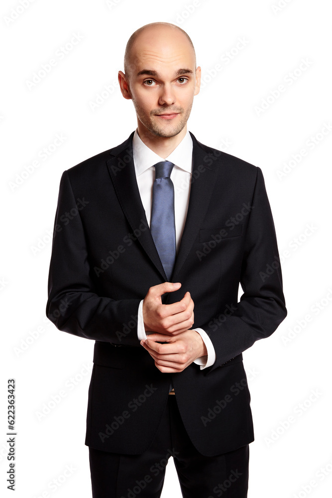 Portrait of handsome man looking at camera. Studio shot, isolated on white. Portrait of handsome man looking at camera. Studio shot, isolated on white.