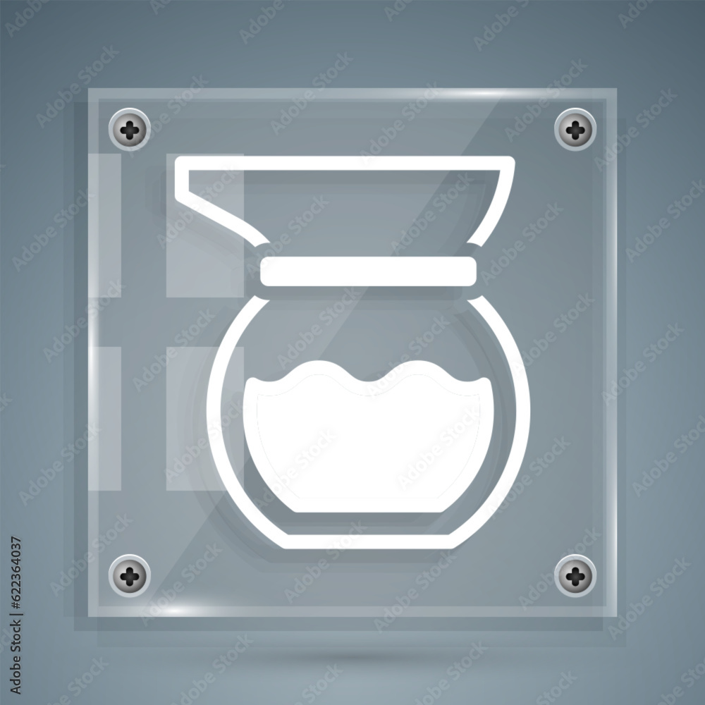 White Teapot icon isolated on grey background. Square glass panels. Vector White Teapot icon isolated on grey background. Square glass panels. Vector