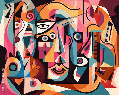 Abstract surreal art in cubism style. 
