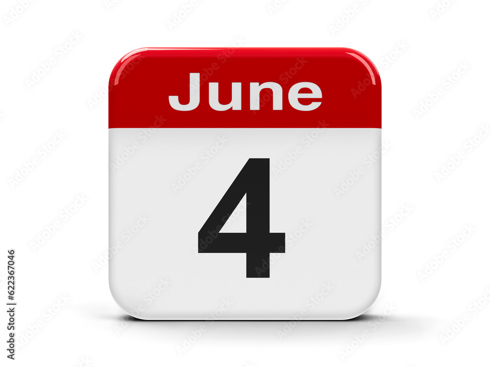 Calendar web button - The Fourth of June - International Day of Innocent Children Victims of Aggression, three-dimensional rendering, 3D illustration Calendar web button - The Fourth of June - International Day of Innocent Children Victims of Aggression, three-dimensional rendering, 3D illustration