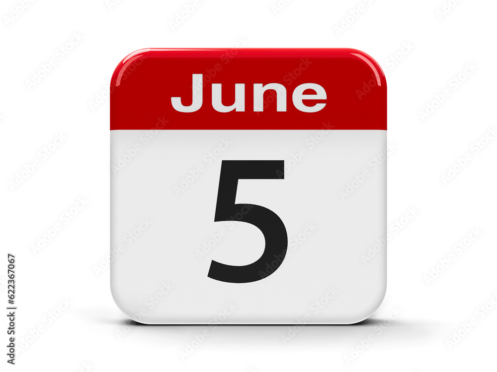 Calendar web button - The Fifth of June - World Environment Day, three-dimensional rendering, 3D illustration Calendar web button - The Fifth of June - World Environment Day, three-dimensional rendering, 3D illustration