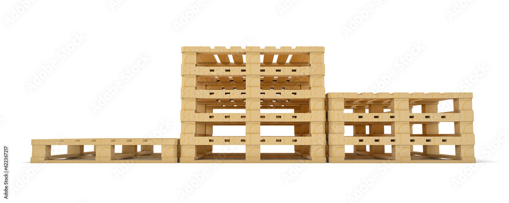 Winner pedestal of wooden pallet. Isolated on white. Transportation concept. 3D illustration Winner pedestal of wooden pallet. Isolated on white. Transportation concept. 3D illustration