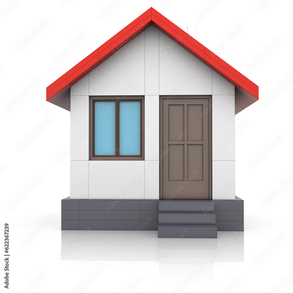 House project. Drawing turns into 3d model. Construction concept. Icon for your design project. Isolated on white background. 3D illustration House project. Drawing turns into 3d model. Construction concept. Icon for your design project. Isolated on white background. 3D illustration