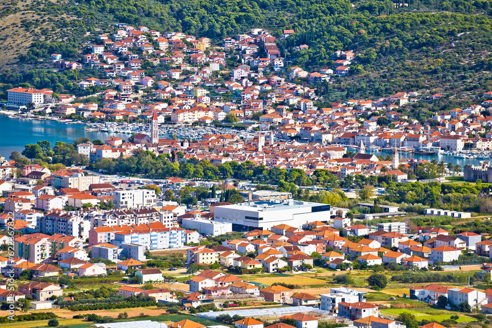 UNESCO town of Trogir aerial view, Dalmatia, Croatia