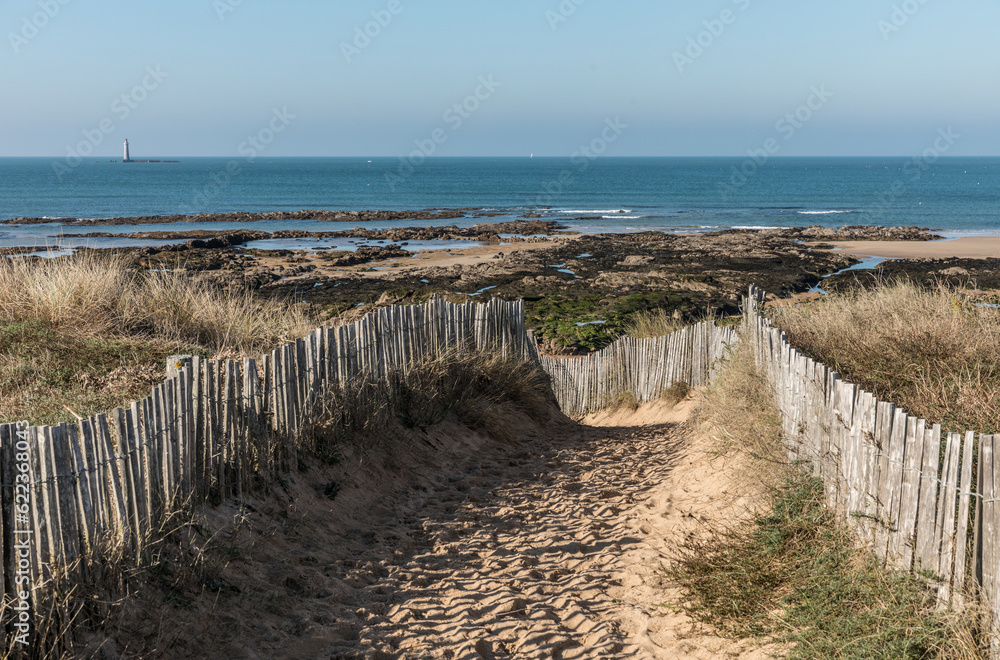 Path on the dunes of la Paracou in Les Sables d'Olonne , France