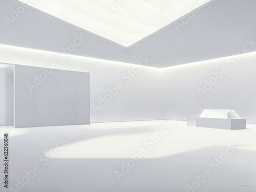 empty white big open industrial hall 3d render illustration