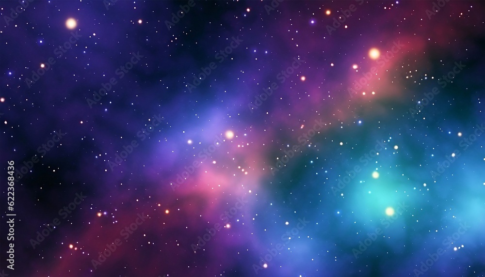 Fototapeta premium A realistic wide colorful universe with a starry nebula