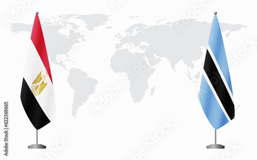 Egypt and Botswana flags for official meeting