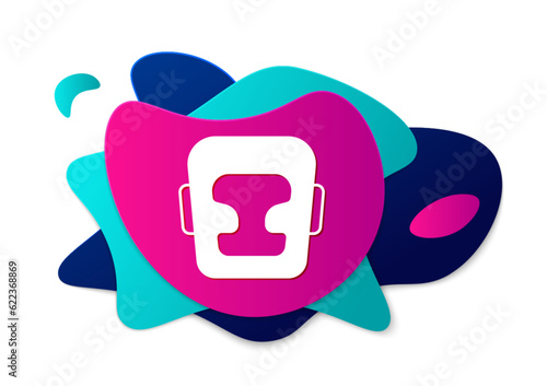 Color Boxing helmet icon isolated on white background. Abstract banner with liquid shapes. Vector