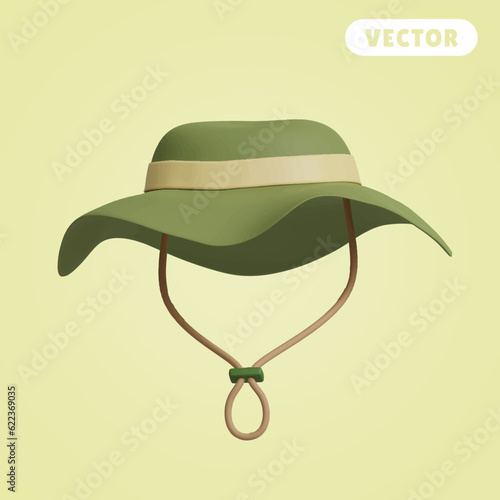 camping hat 3D vector icon set, on cream color background