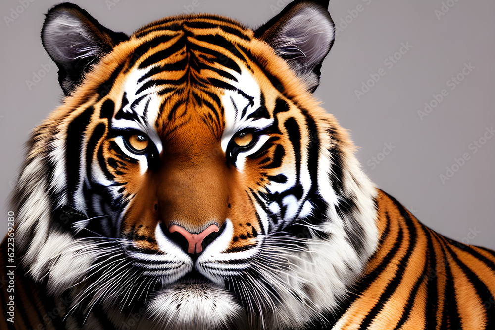 Portrait of a tiger in fashion magazine style. Generative AI