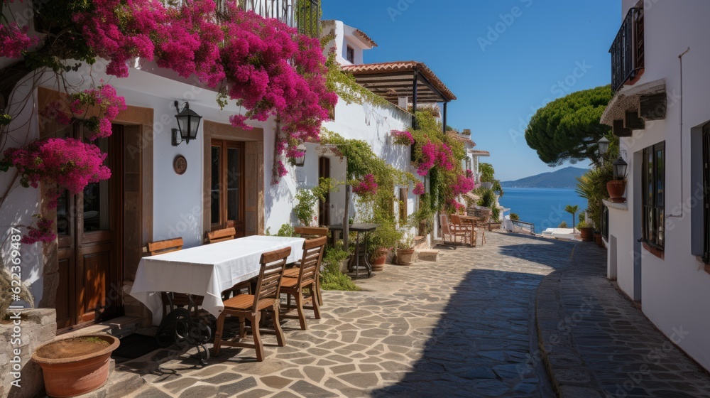 Fototapeta premium street in the town of island, ai generative