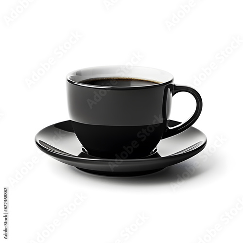 black cup of coffee on isolated on a white background