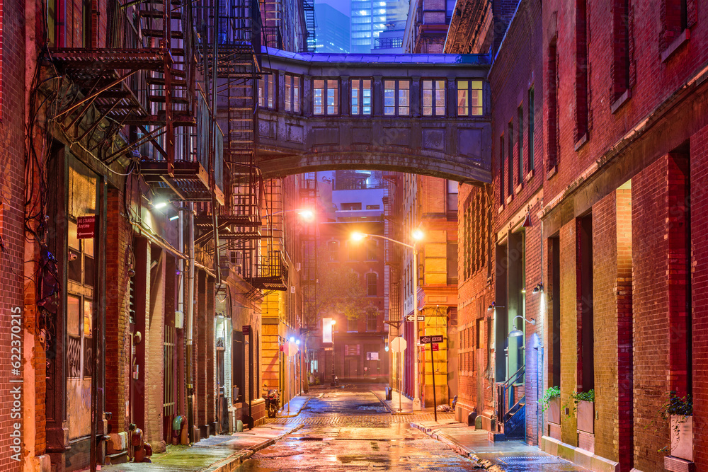 Alley in the Tribeca neighborhood in New York City.