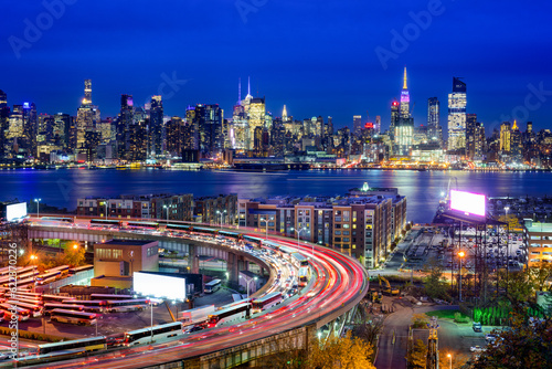 New York City skyline over The Helix Loop. photo