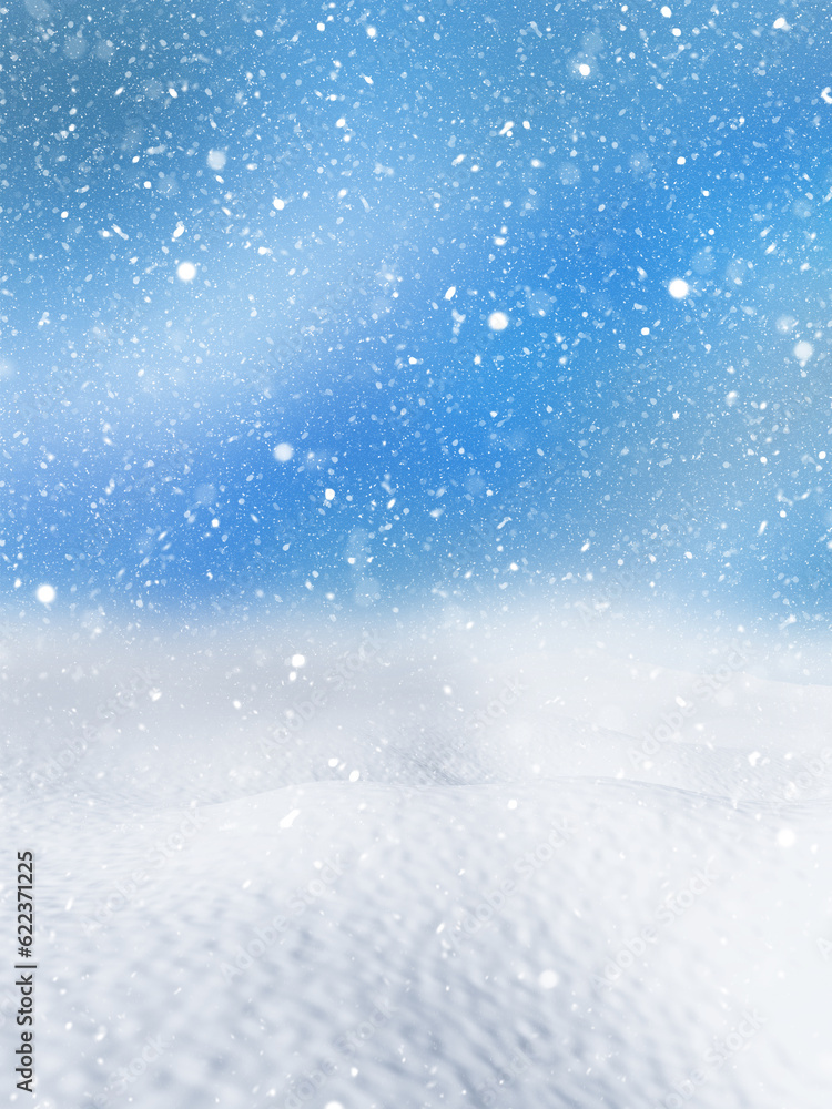 Fototapeta premium 3D render of a Christmas snowy background