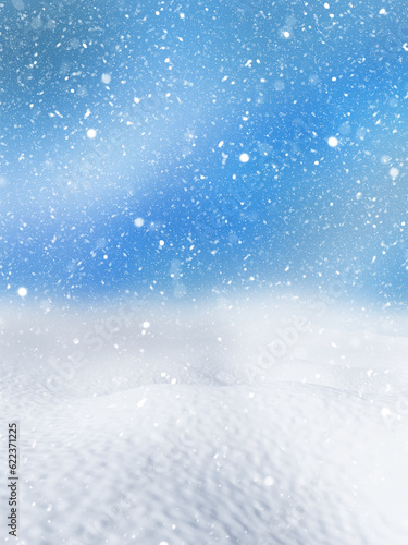 3D render of a Christmas snowy background