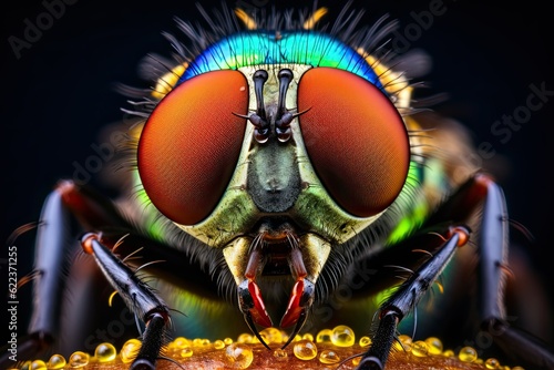 Macro shot of Fruit fly, Drosophila Melanogaster, Nature wildlife insect photography photo