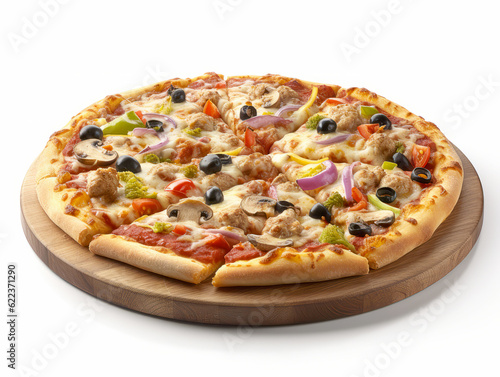 Pizza isolated on white background, Generative ai