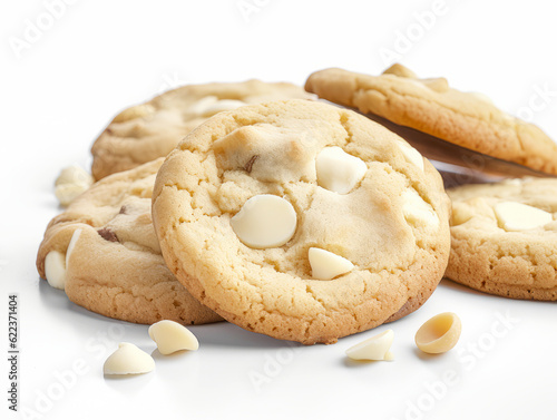 White cookies isolated on white background. Generative ai