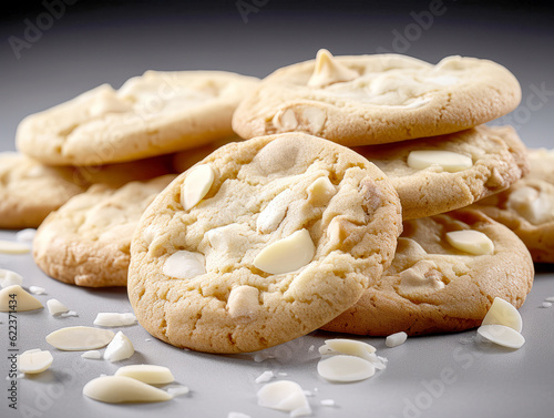White cookies isolated on white background. Generative ai