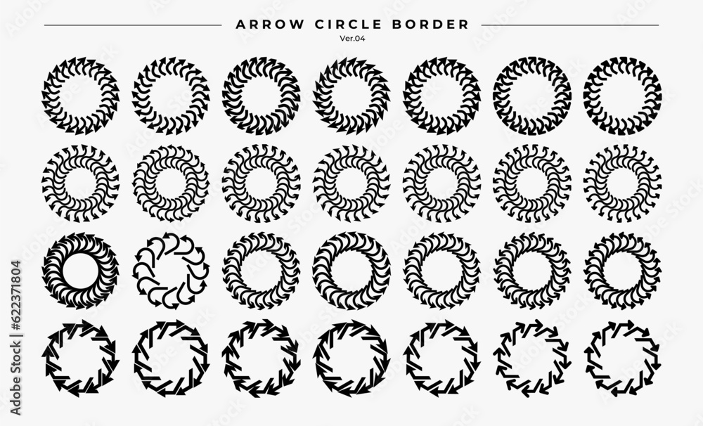 Modern abstract arrow line circle border set
