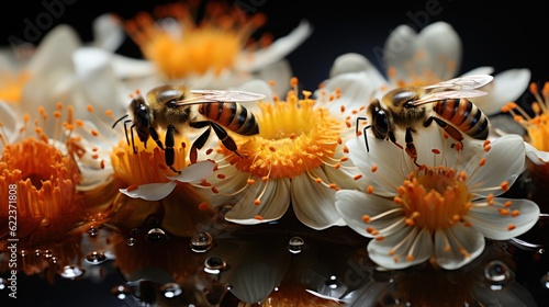 bee on flower, ai generative