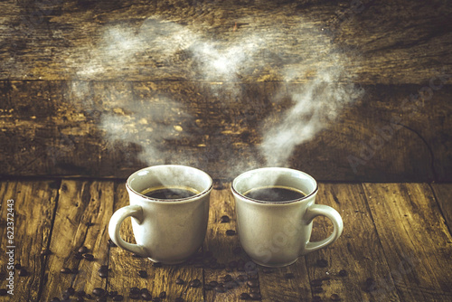 Coffee. Cup of turkish coffee with sugar. Vintage coffee for Valentines day. Love sign for Valentines