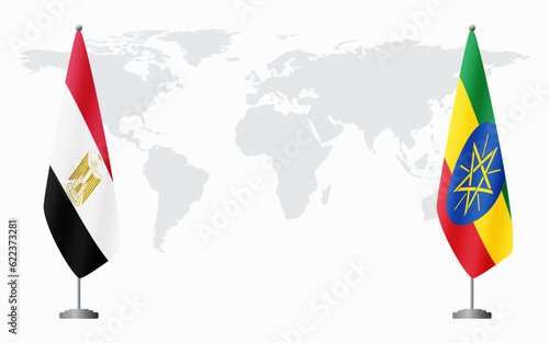 Egypt and Ethiopia flags for official meeting