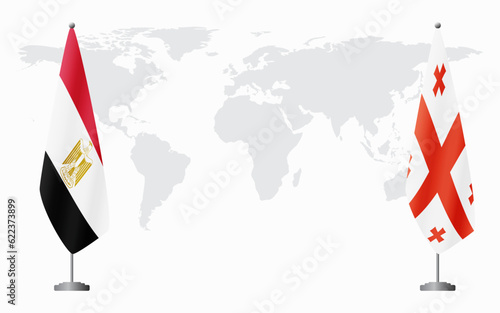 Egypt and Georgia flags for official meeting