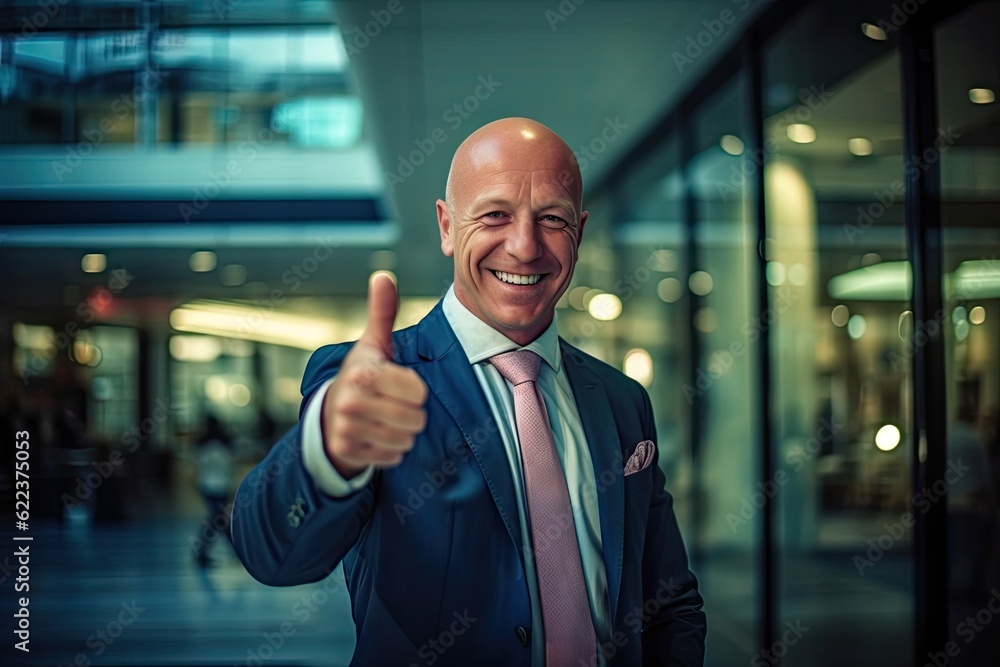Obraz premium A man in a suit giving a thumbs up, created with Generative Ai Technology