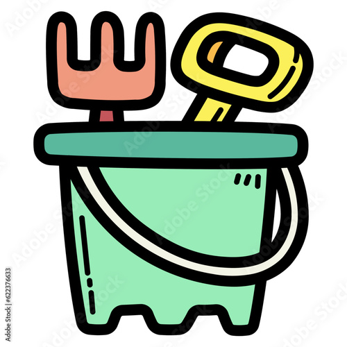 sand bucket filled outline icon style