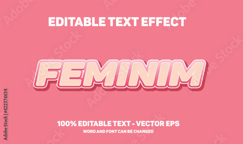 Editable text style effect - feminim with light pink outline text style theme.