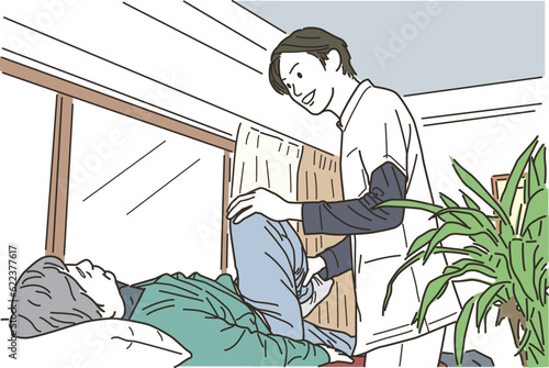 整体のマッサージをする男性整体師
