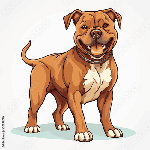 simple cartoon clipart pitbull dog white background