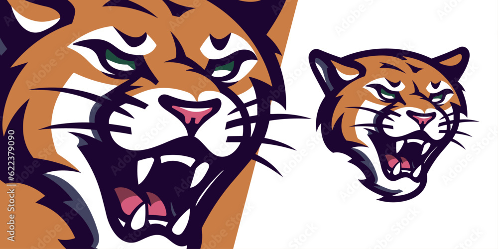 Minimalist Cougar Logo: Striking Vector Illustration for Sport and E-Sport Teams
